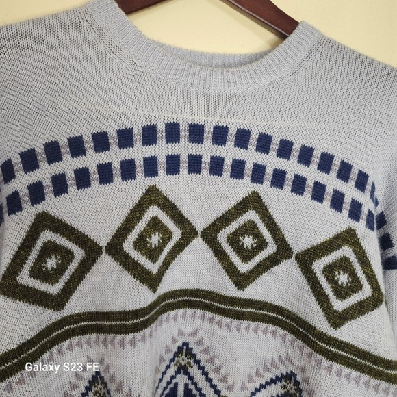 J. Crew Geometric Fair Isle Sweater Acrylic Wool Mohair Blend Women's Large - Picture 3 of 13